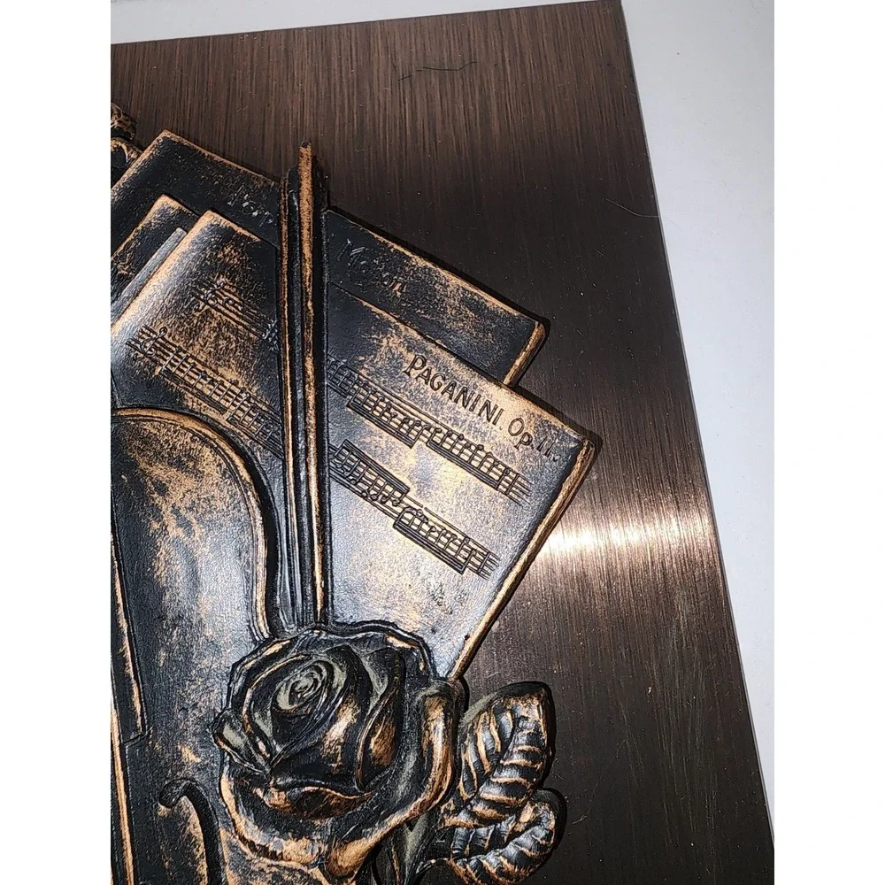 Coppercraft Guild copper art Violin roses and sheet music‎ 3D